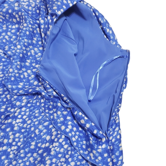 Ann Taylor Silk Chiffon Dress Fairy Polka Dot Ruffle Tiered Dainty Blue Size 14 - Picture 10 of 14